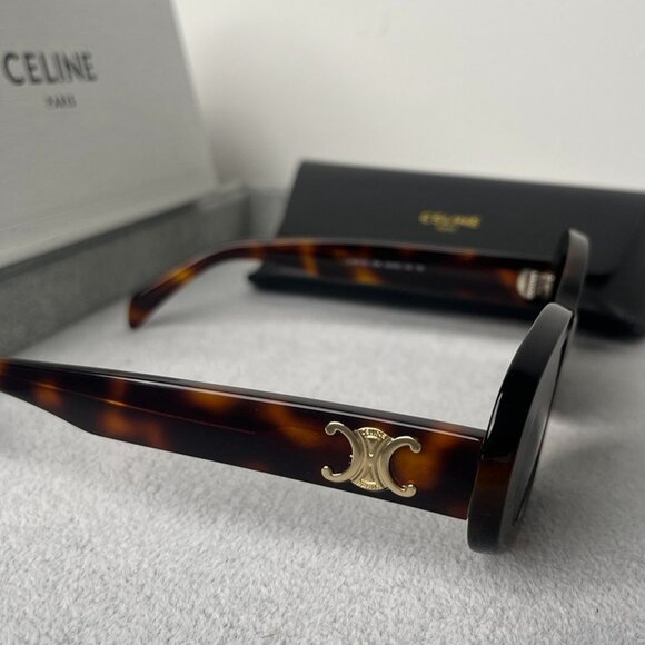 Celine Triomphe Oval Tortoise Sunglasses